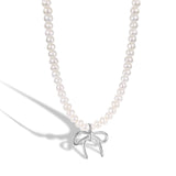 BOW PEARL | SILVER NECKLACE